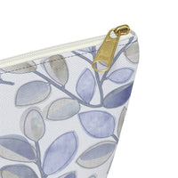 Cherry Plum Leaves Accessory Pouch w T-bottom in Blue